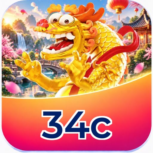 Interface da plataforma 34c mostrando slots populares e bônus de boas-vindas